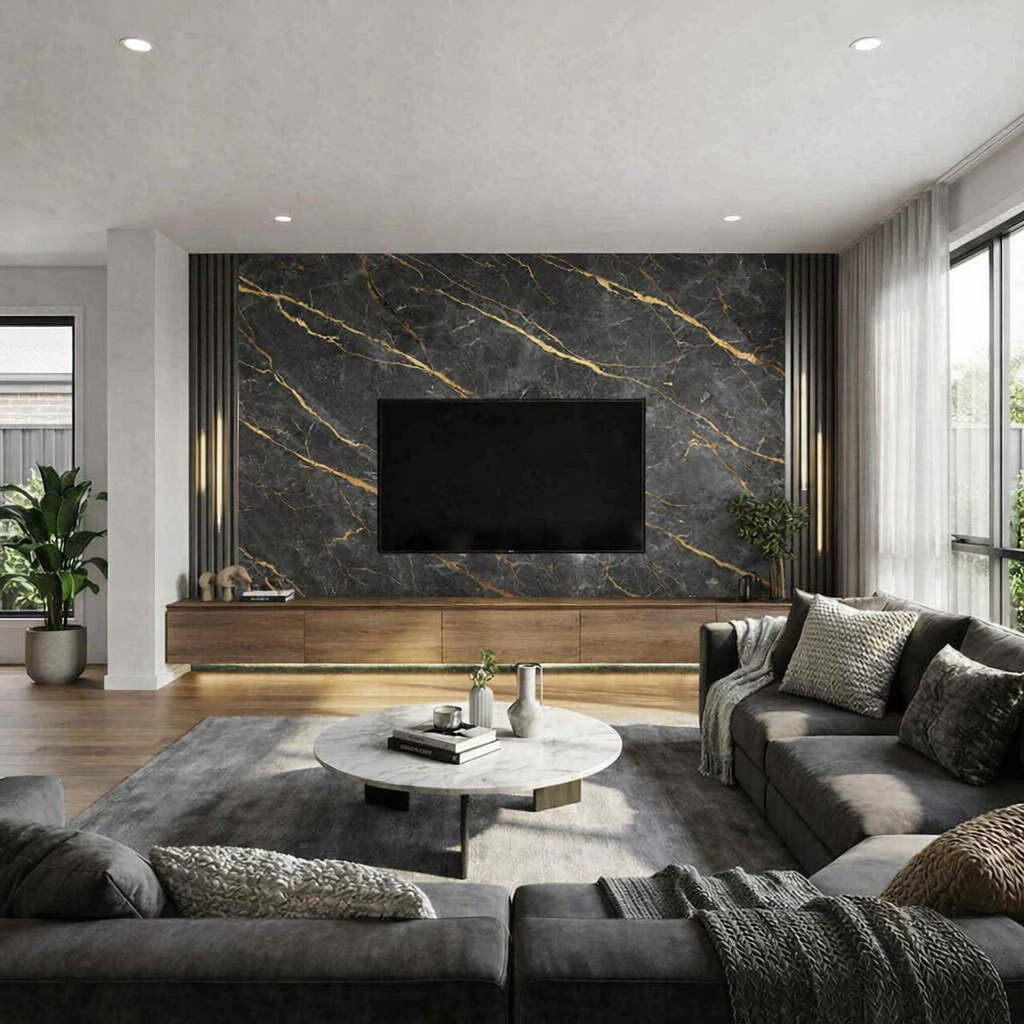 UV Marble Panel-Charcoal Gold