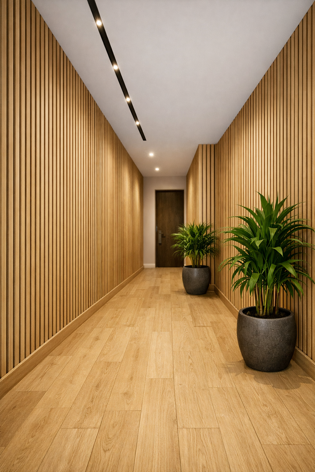 WPC Wall Panel-Sand Oak/ Black Gaps
