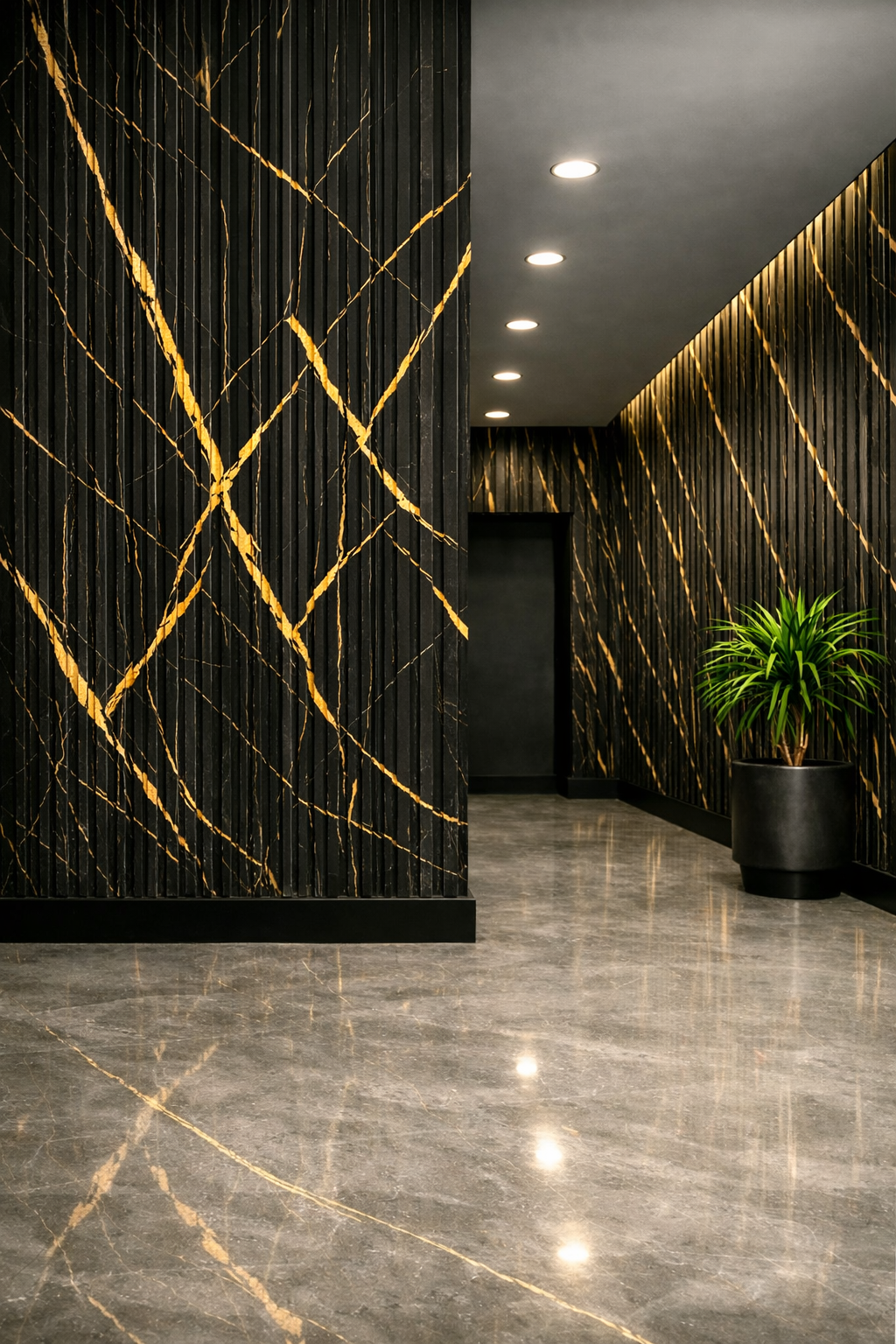 WPC Wall Panel- Black Gold Marble