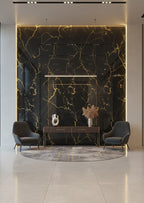 UV Marble Panel-Black Gold Veined